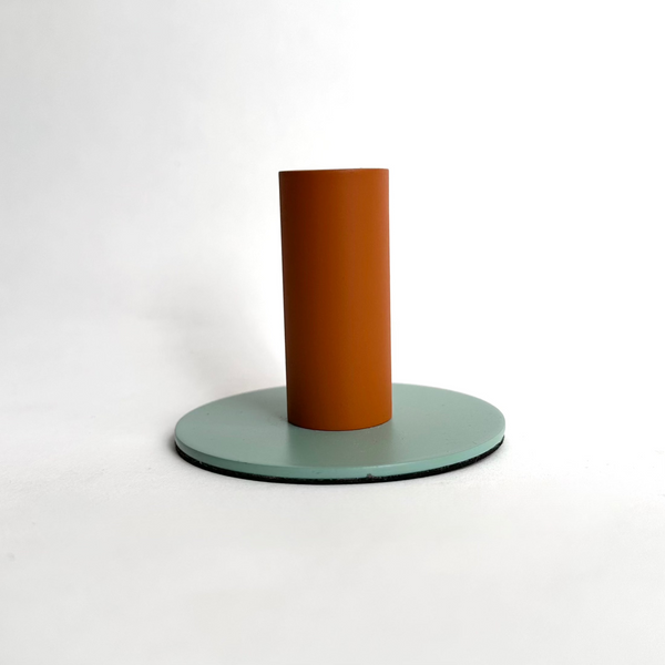 Mint & Tan Metal Candlestick Holder .jpg