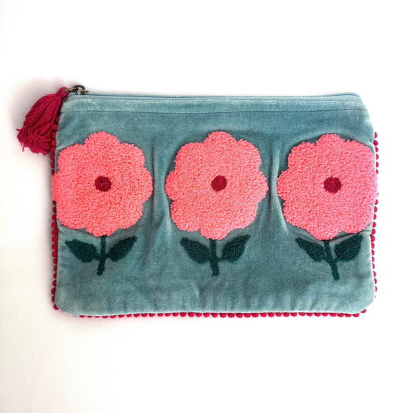 Turquoise & PInk Velvet Make-Up Bag .jpg