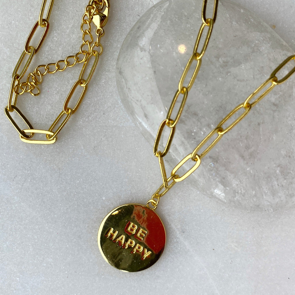 Gold Plated Silver Be Happy Necklace .jpg