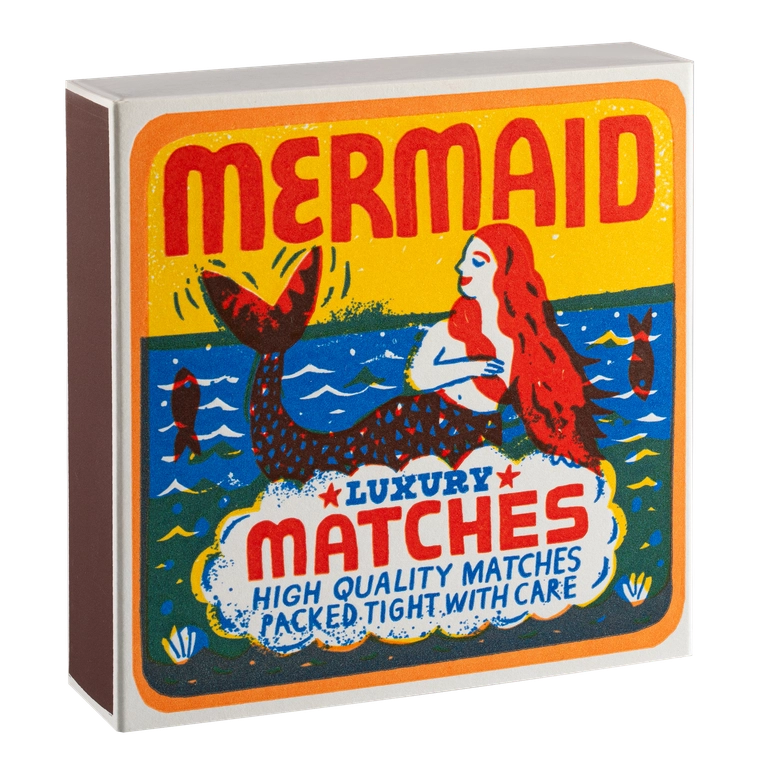 Archivist Matchbox with mermaid design on a white background