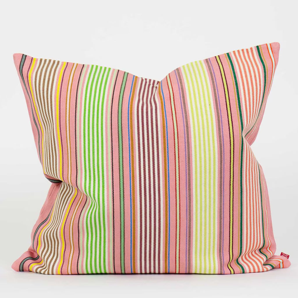 Afroart pink striped square cushion