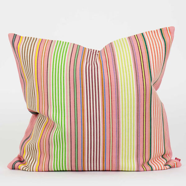 Afroart pink striped square cushion
