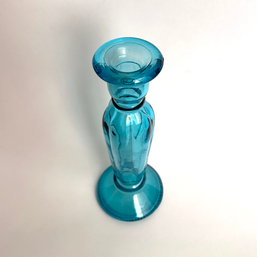 Aqua Glass Candlestick Holder jpg