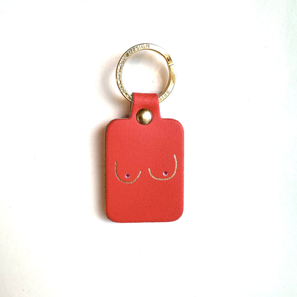 B**bs Coral Leather Keyring