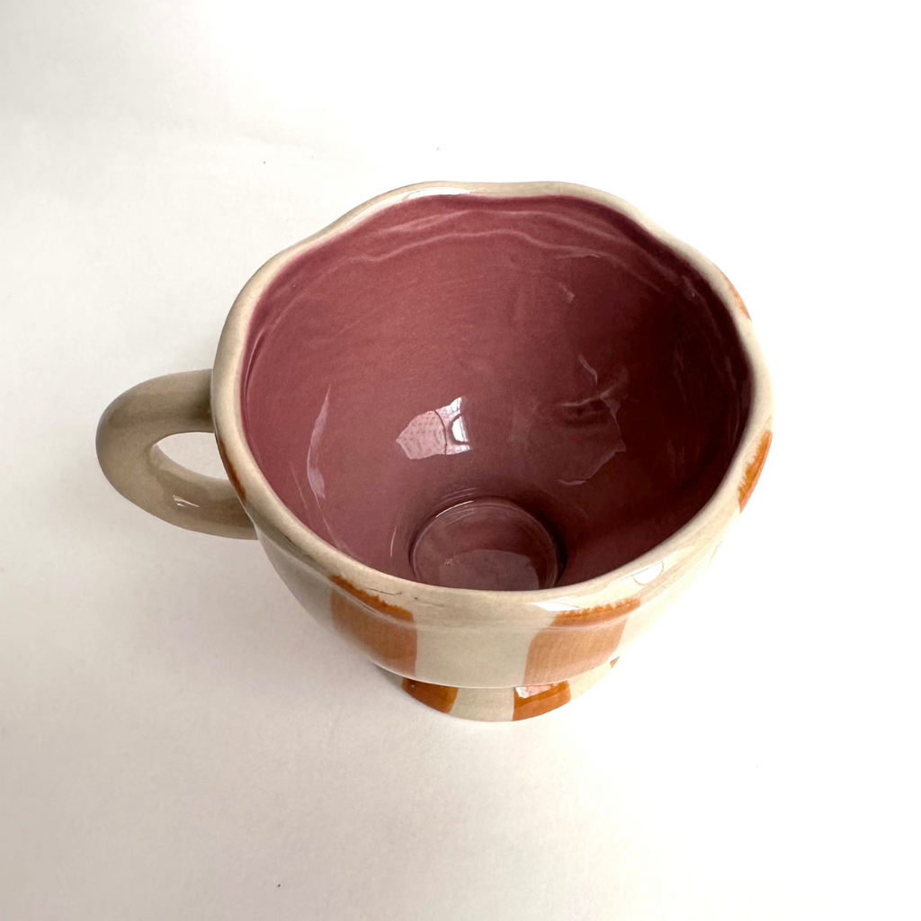 Bloomingville Caramel & Pink Stripe Ceramic Cup