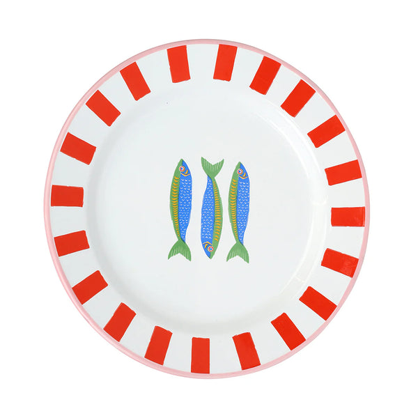 Enamel plate sardines talking tables