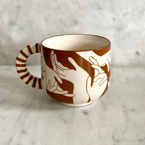 Bloomingville brown hands ceramic cup