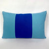 Triple Colour Block Linen Cushion Blue & Turquoise Catherine Colebrook