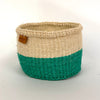 Turquoise & Cream Woven African Basket.jpg