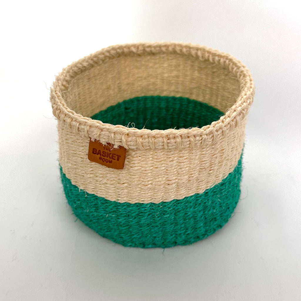 Turquoise & Cream Woven African Basket.jpg