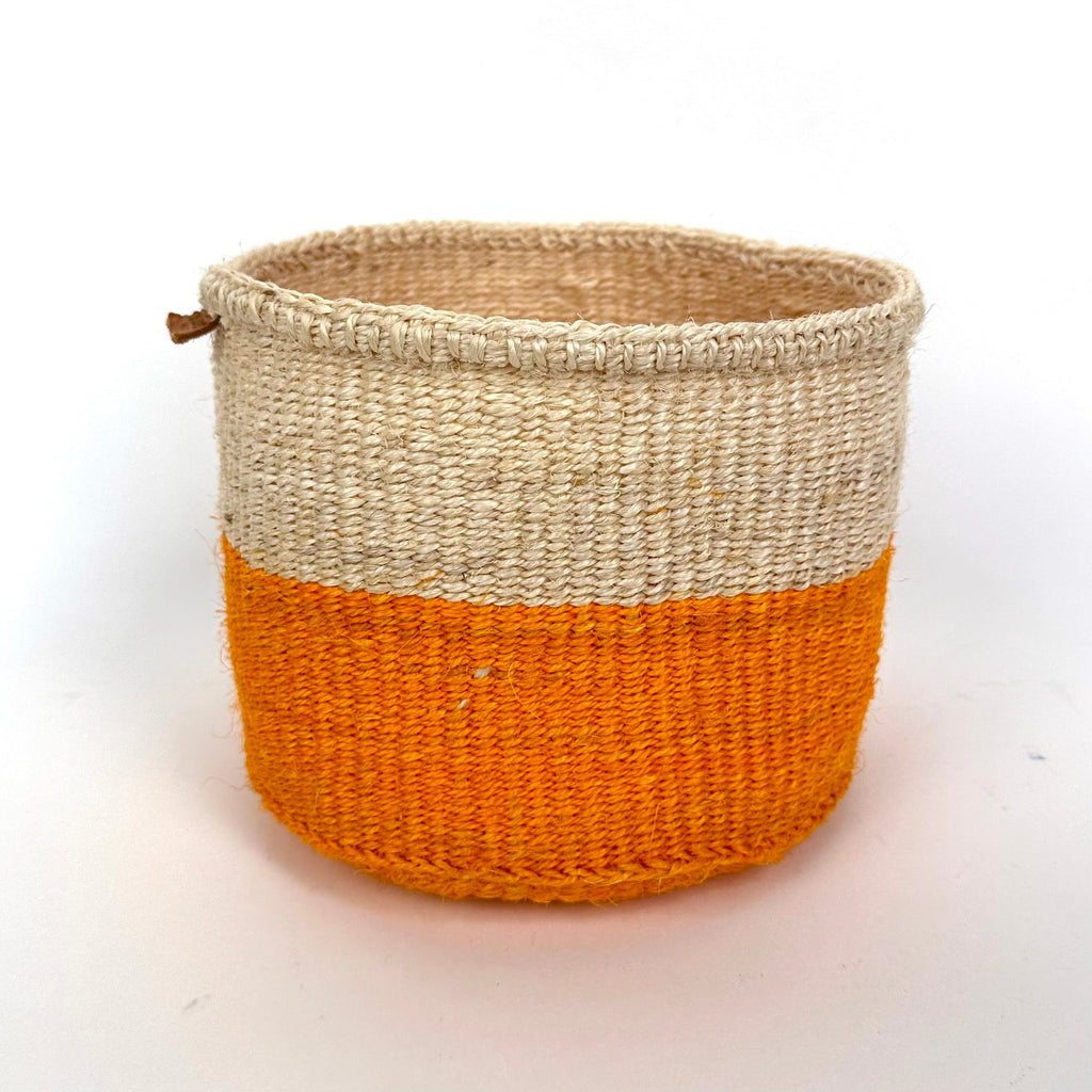 Orange & Cream Woven African Basket.jpg