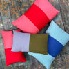 Triple Colour Block Linen Cushion Blue Red Catherine Colebrook