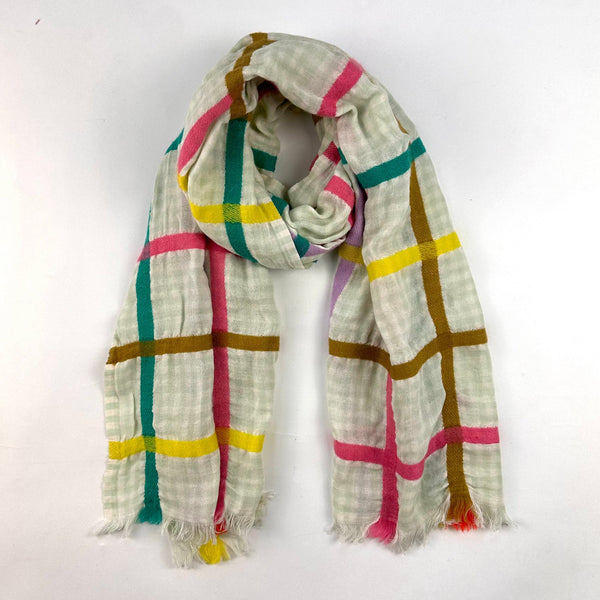 Aqua Checked Scarf With Neon Stripes.jpg