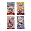 Incognito Four packages of 'Lip Shit' lip balm with colorful designs and text on a light gray background.