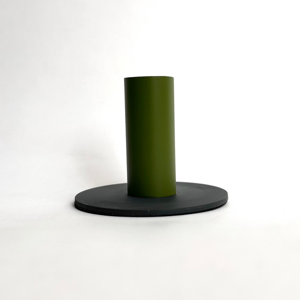 Olive Forest Green Painted Metal Candlestick Holder.jpg