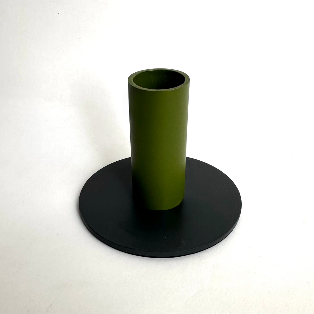 Olive &amp; Forest Green Painted Metal Candlestick Holder.jpg