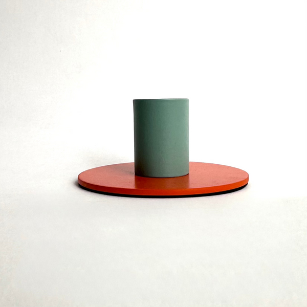 Orange &amp; Turquoise Painted Metal Candlestick Holder.jpg