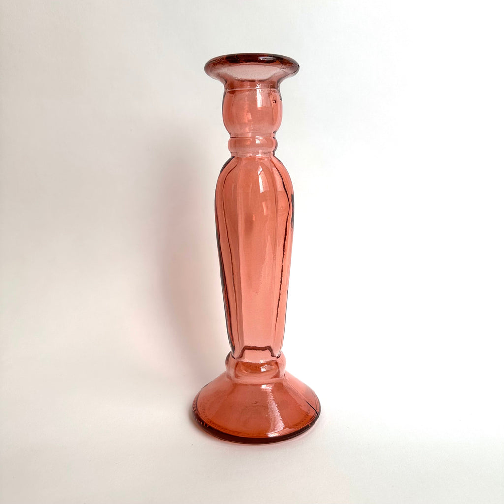 Pink Glass Candlestick Holder jpg