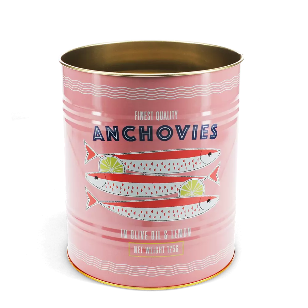 Set 2 storage tins mackerel pink and red