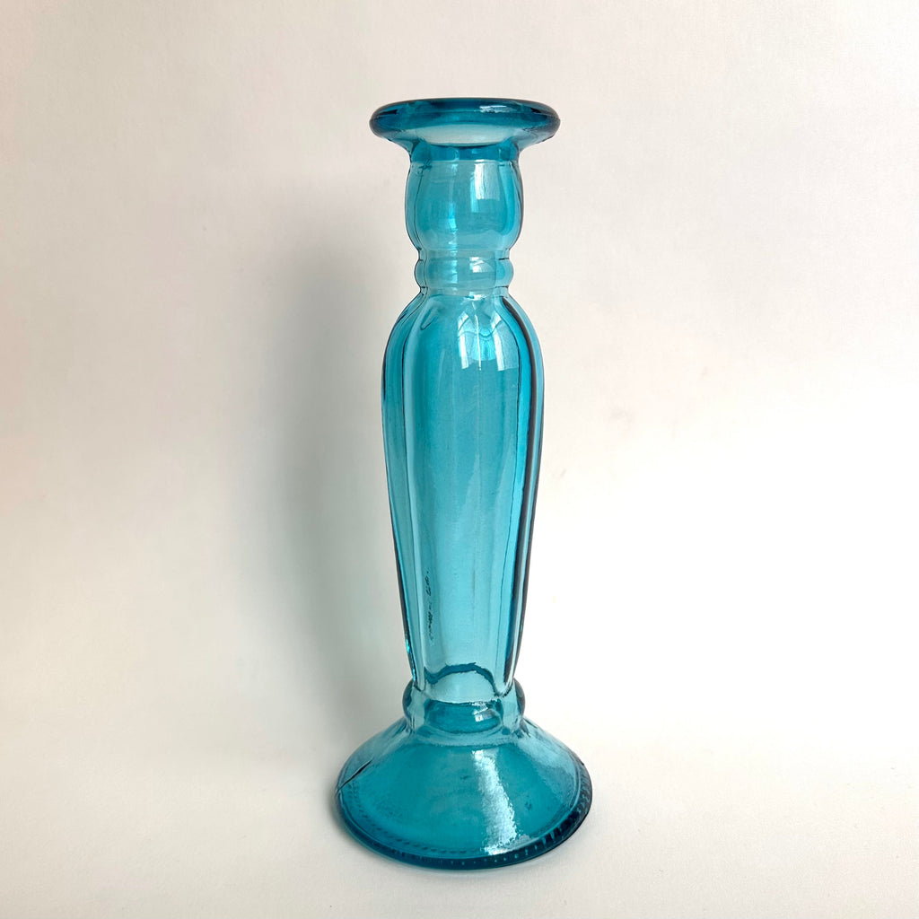 Turquoise Glass Candlestick Holder .jpg