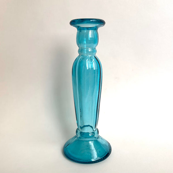 Turquoise Glass Candlestick Holder .jpg