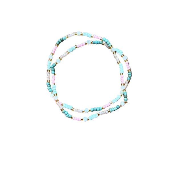 Turquoise & Pink Stretch Duo Bracelet