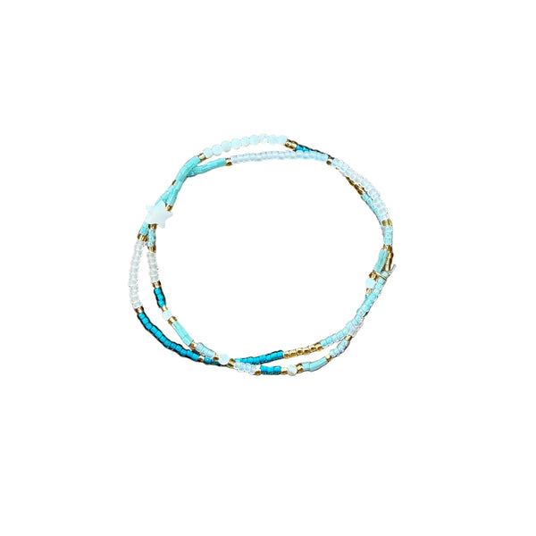Turquoise & White Stretch Bracelet