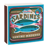 Archivist Matchbox with sardine design and text on a white background