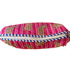 Pink pouch with leopard print and blue zipper on an orange background