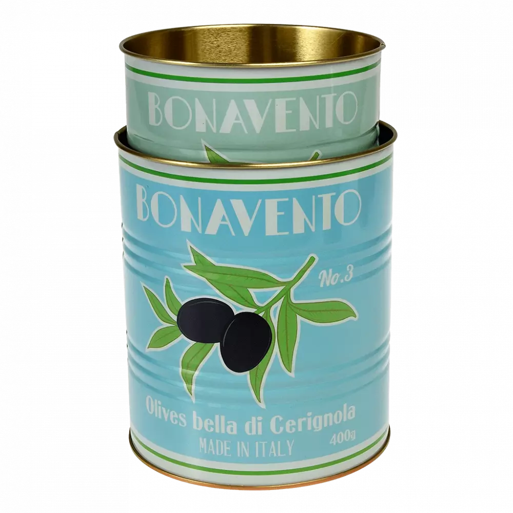 set of 2 storage tins small olives 