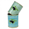 set of 2 storage tins small olives blue