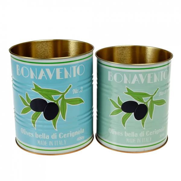 set of 2 storage tins small olives 