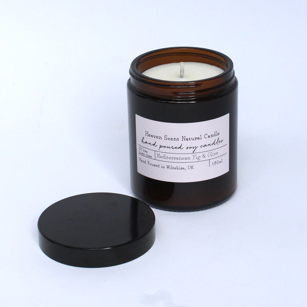 Fig and olive heaven scent candle brown glass recycled jar jpg