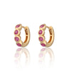 Scream Pretty bezel gold huggie earrings with ruby pink cubic zirconia stones.jpg  Edit alt text.jpg