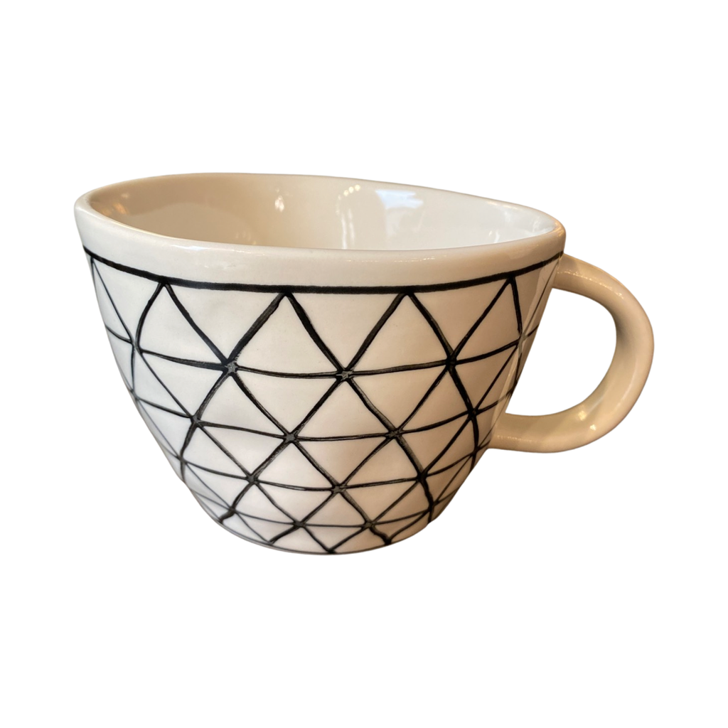 Stoneware cream and black geometric mug. .jpg