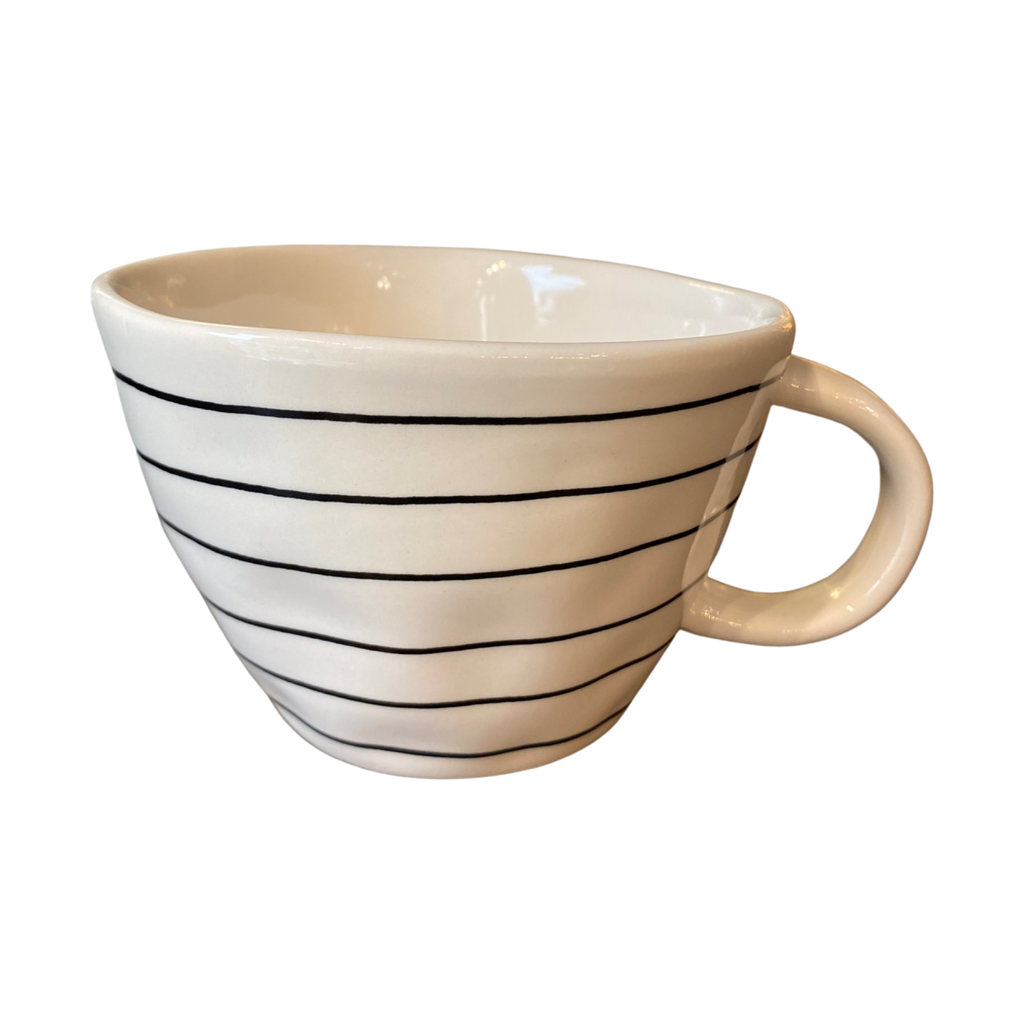 Stoneware cream and black stripy mug. jpg