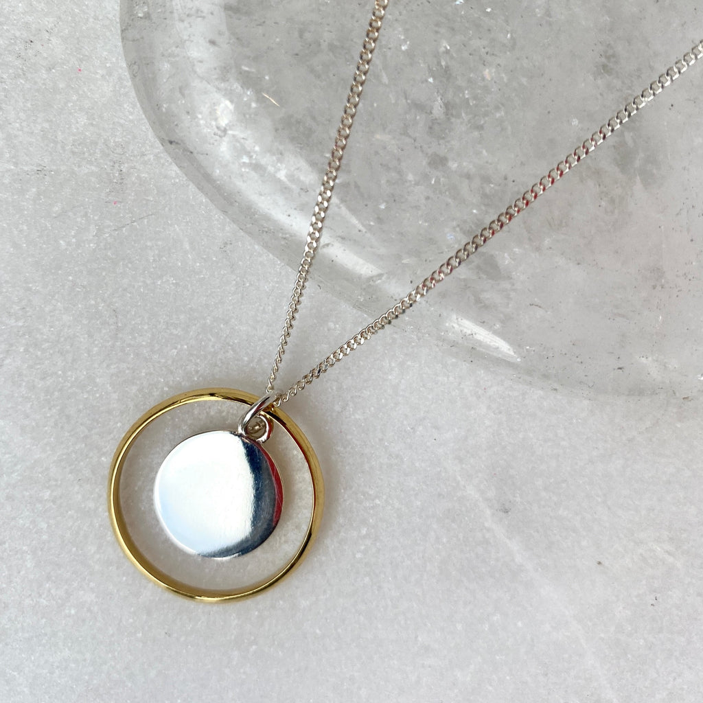 Gold Plated Silver Ring & Disc Necklace by Lime Tree Design.jpg