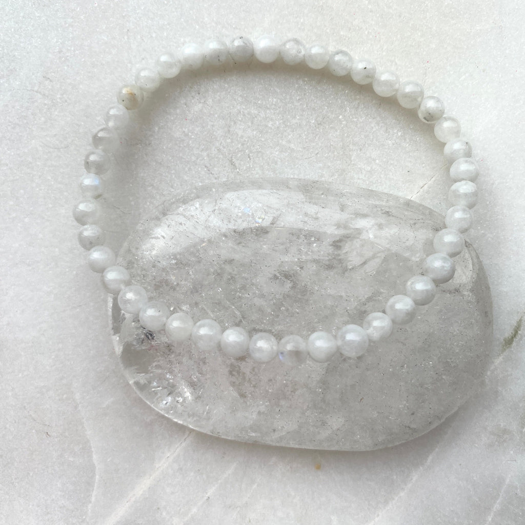 Rainbow moonstone semi precious stone elasticated beaded bracelet.jpg