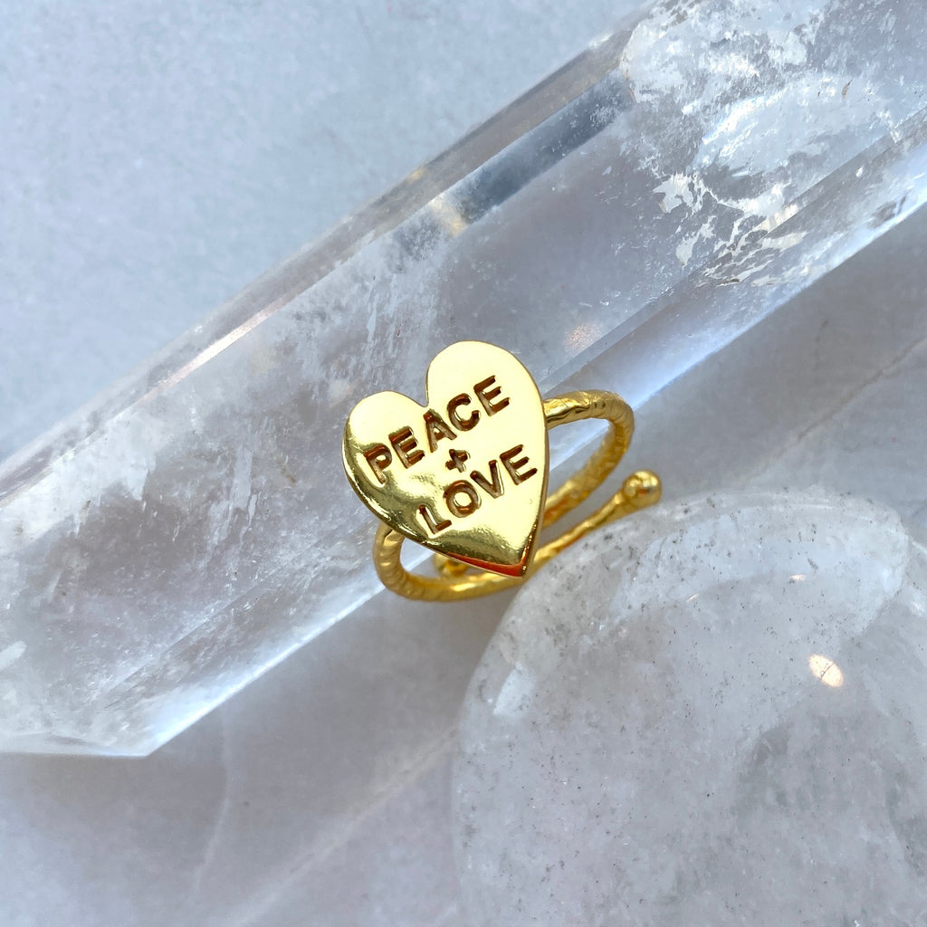 peace and love ring adjustable gold plated My Doris.jpg