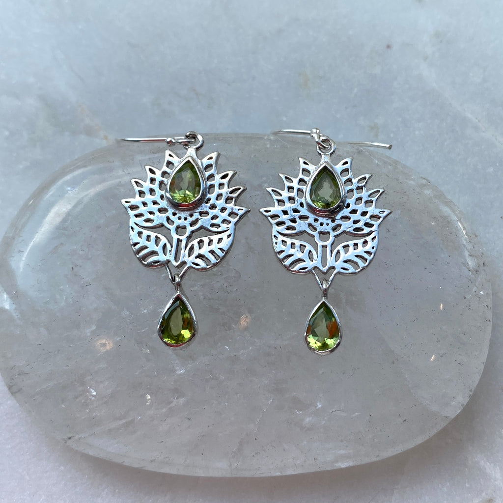 Sterling Silver & Peridot Drop Earrings .jpg