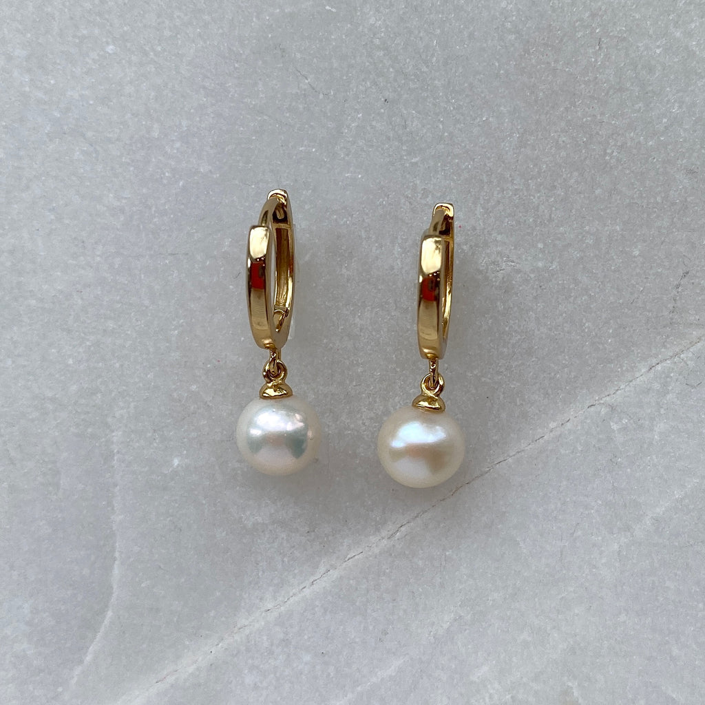 Scream Pretty Gold Plated Silver Pearl Drop Huggie Earrings .jpg