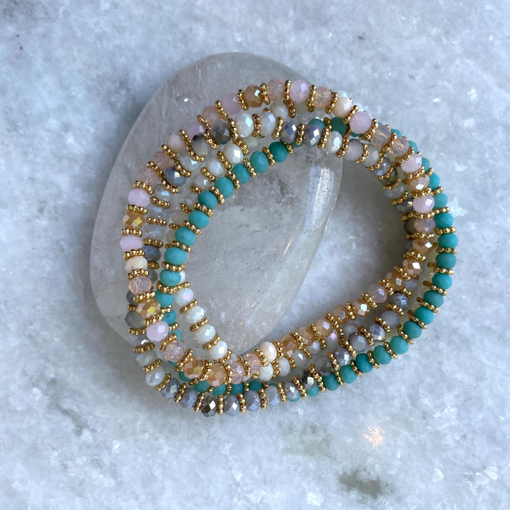 Iridescent Beaded Bracelet Turquoise .jpg