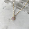 Rose Quartz And Seed Pearl Gold Plated Necklace. jpg
