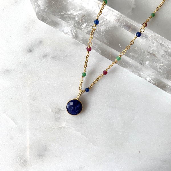 Semi Precious Stone Rosary With Astro Sapphire Pendant.jpg