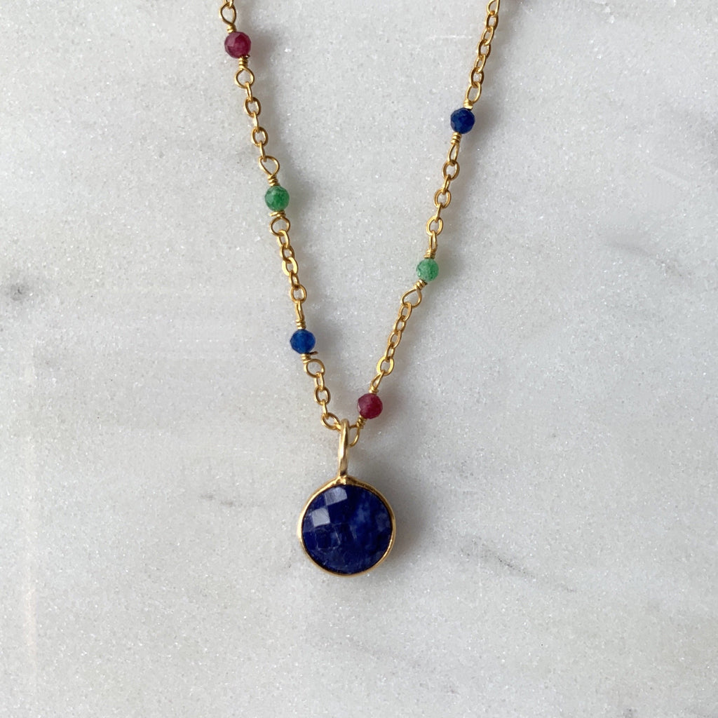 Semi Precious Stone Rosary With Astro Sapphire Pendant.jpg