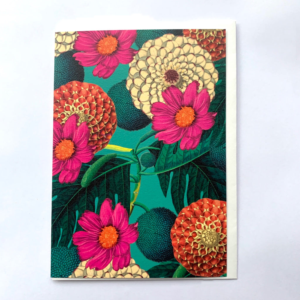 Green Floral Dahlia Greeting Card.jpg