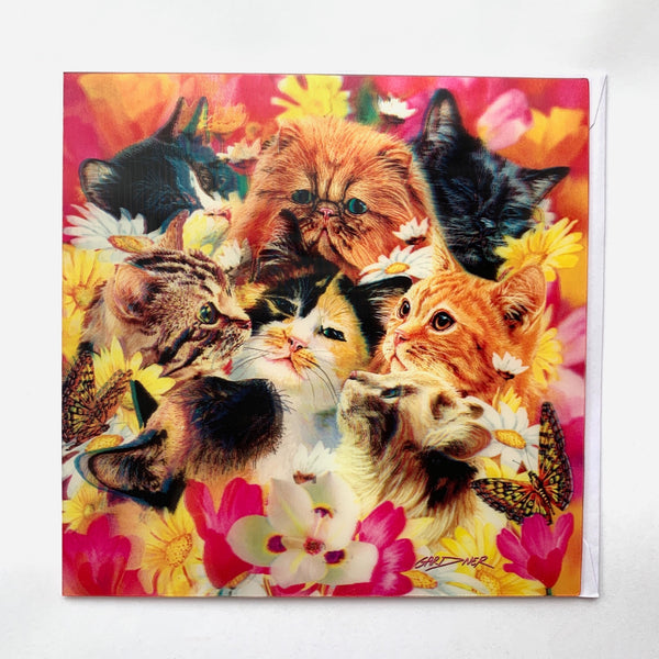 3D Litter of Cats Greeting Card