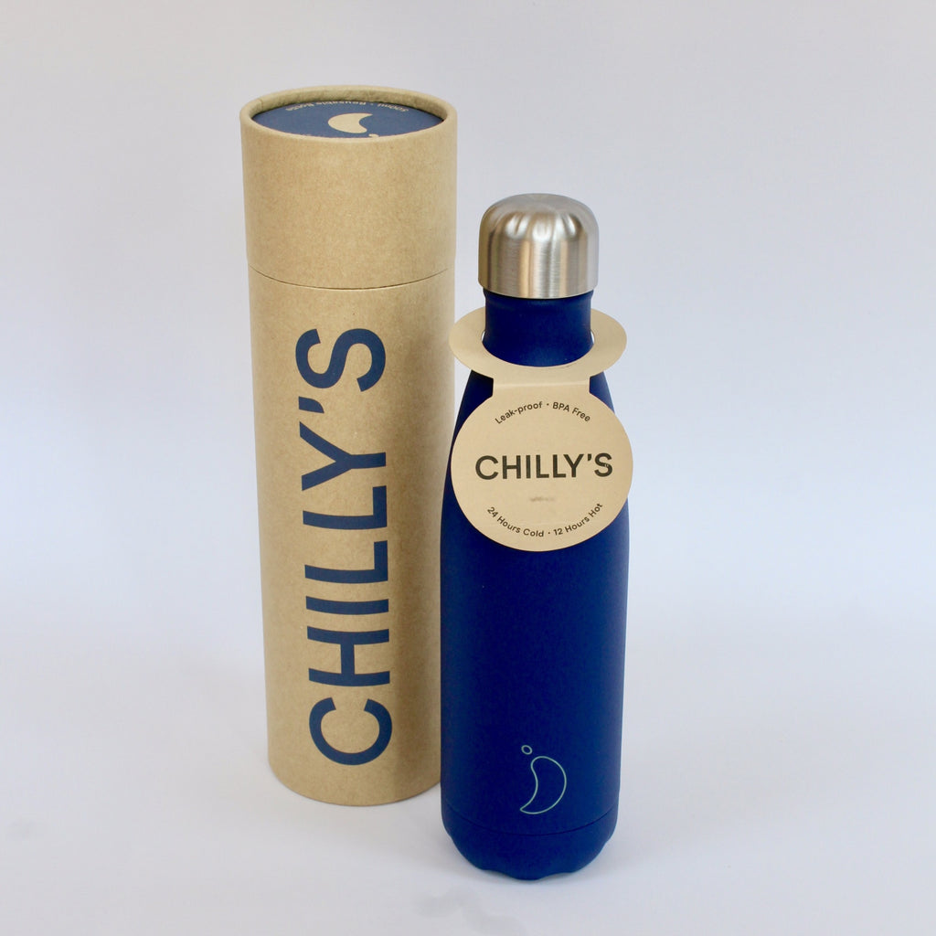 chilly's water bottle  500ml blue stainless steel 24 hours cold 12 hours hot  jpg